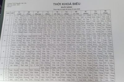 Thờ khóa biểu từ ngày 26 tháng 10 năm 2020