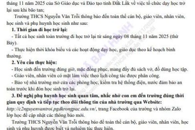 Thông báo về việc đi học trở lại sau khi bão số 13 đi qua